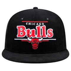 Chicago Bulls Throwback Display Corduroy 9FIFTY Snapback Hat - Black | New Era shop