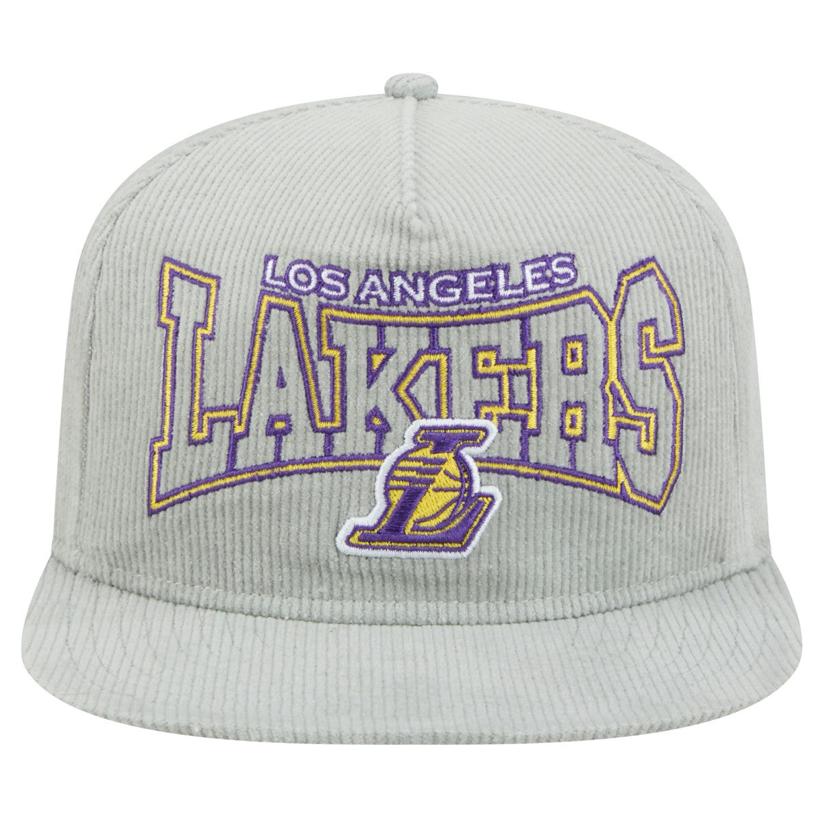 Los Angeles Lakers Throwback Corduroy Golfer Snapback Hat - Gray | New Era online