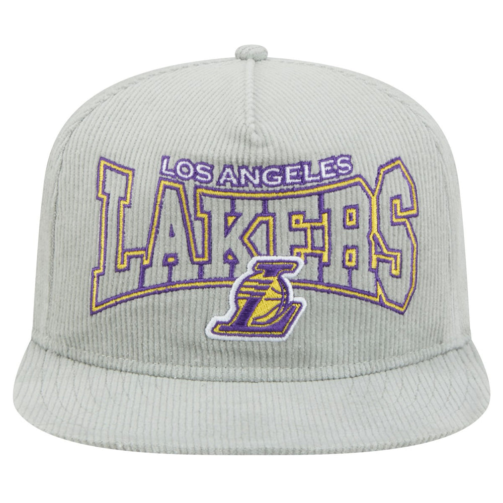 Los Angeles Lakers Throwback Corduroy Golfer Snapback Hat - Gray | New Era online