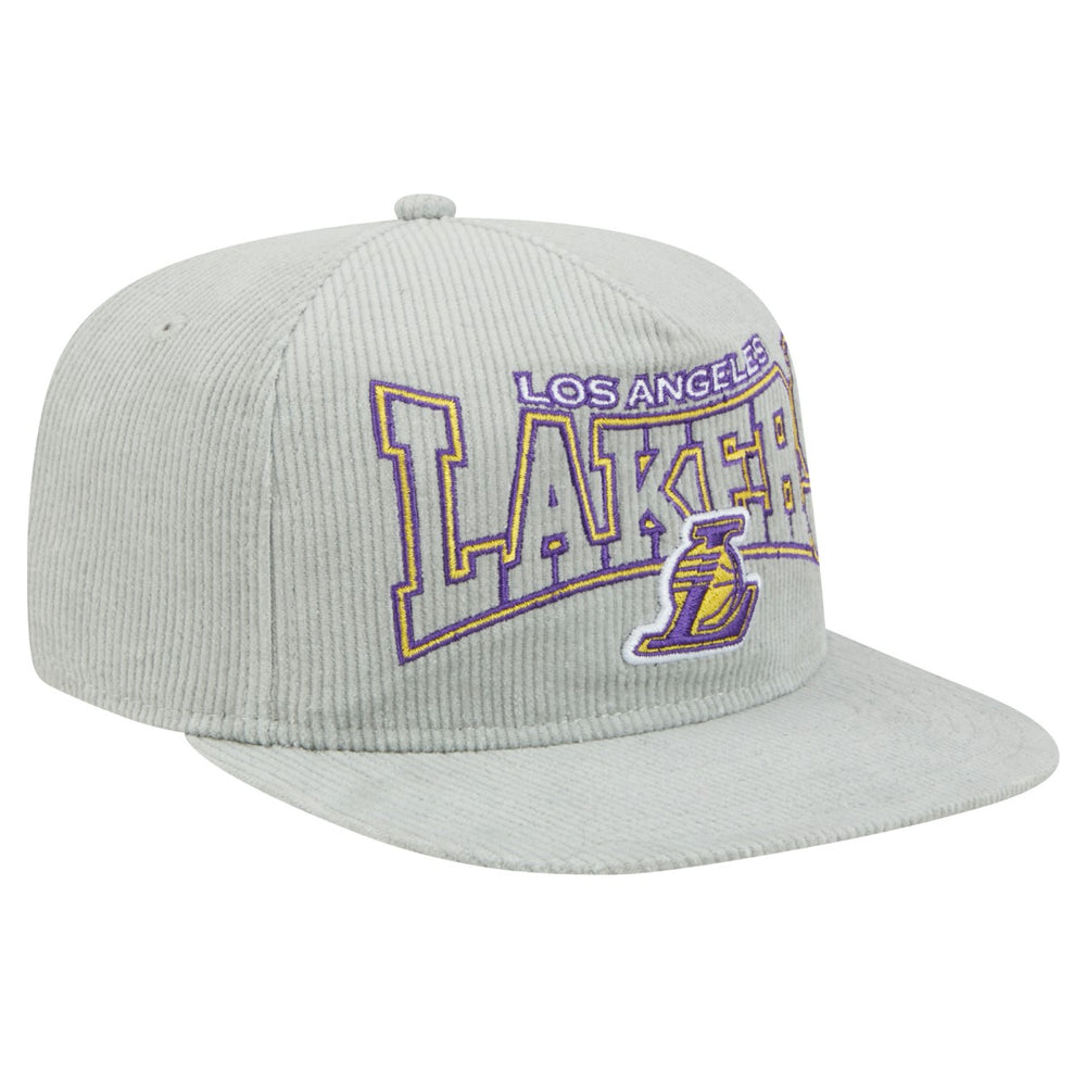 Los Angeles Lakers Throwback Corduroy Golfer Snapback Hat - Gray | New Era online