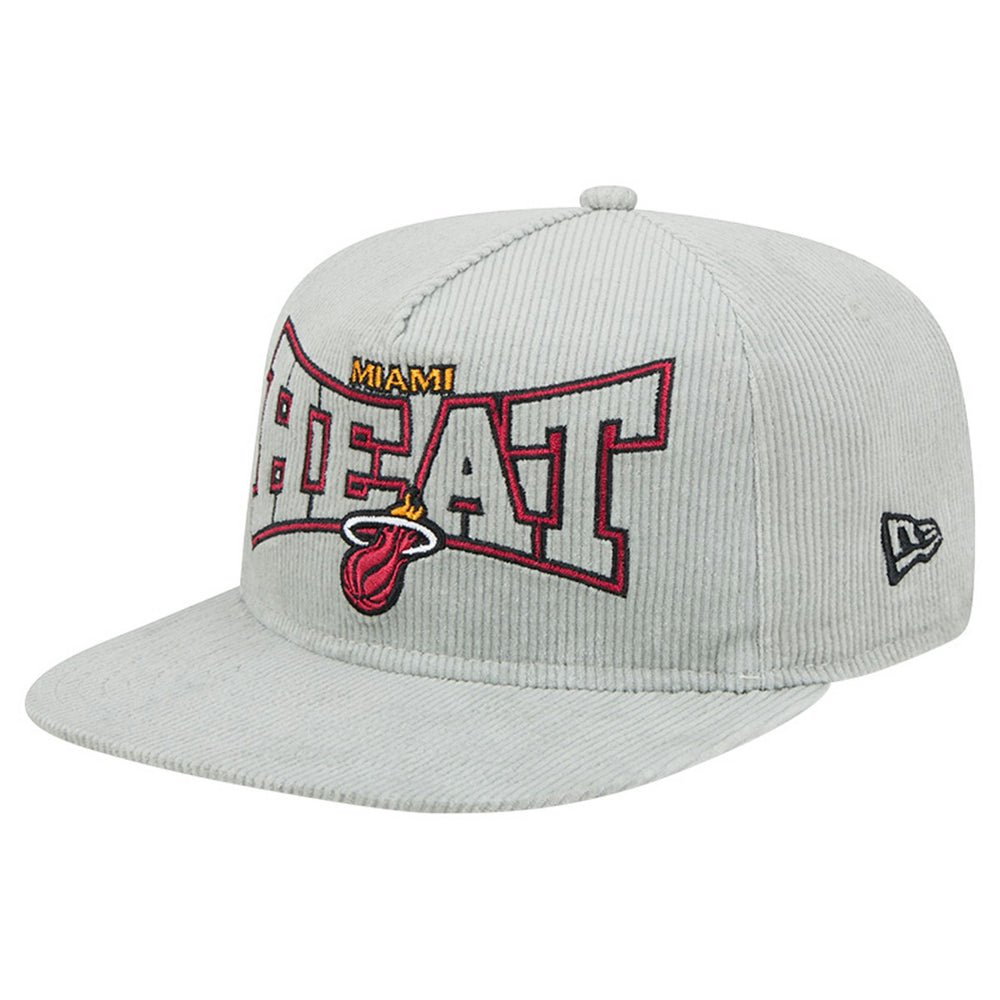 Miami Heat Throwback Corduroy Golfer Snapback Hat - Gray | New Era cheap