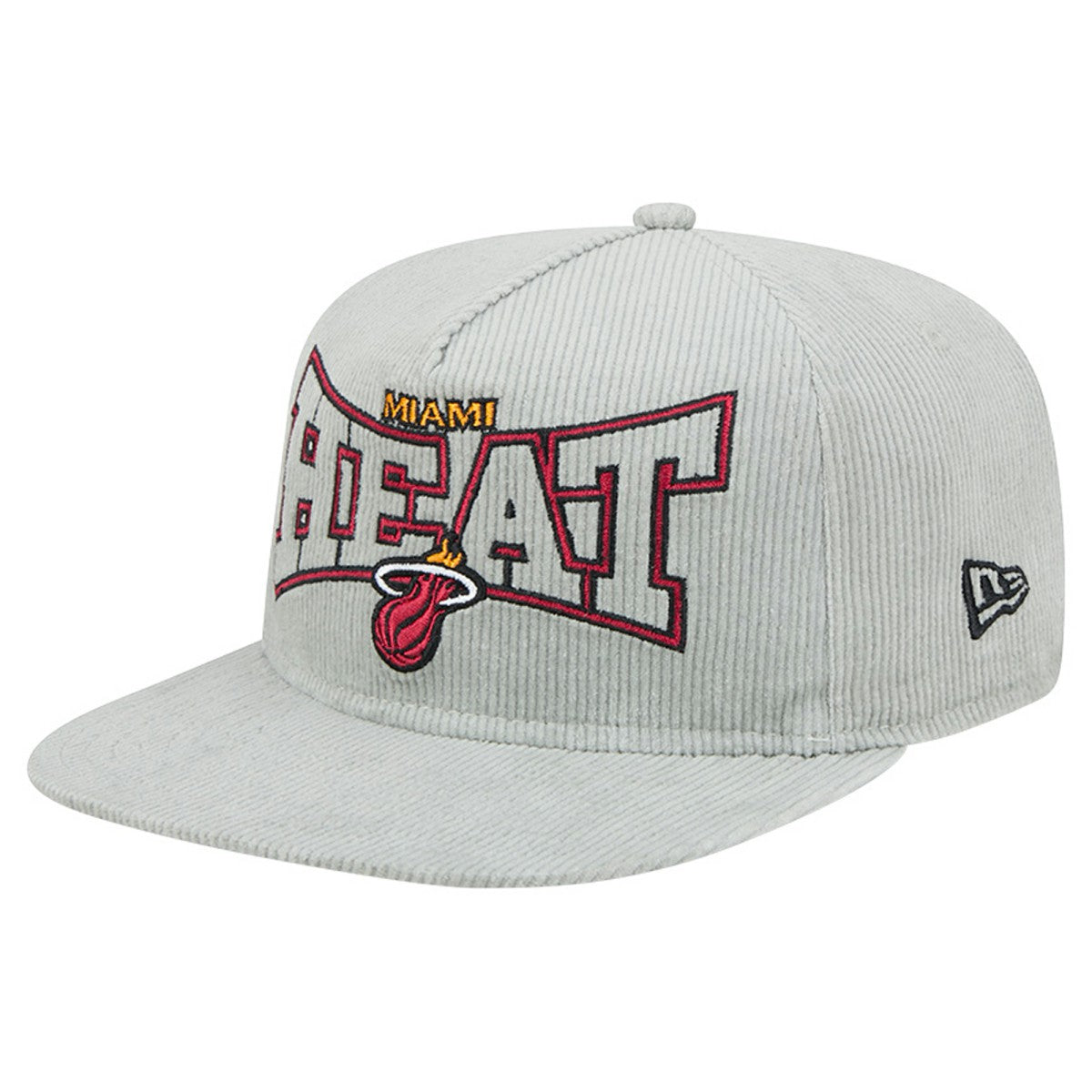 Miami Heat Throwback Corduroy Golfer Snapback Hat - Gray | New Era cheap