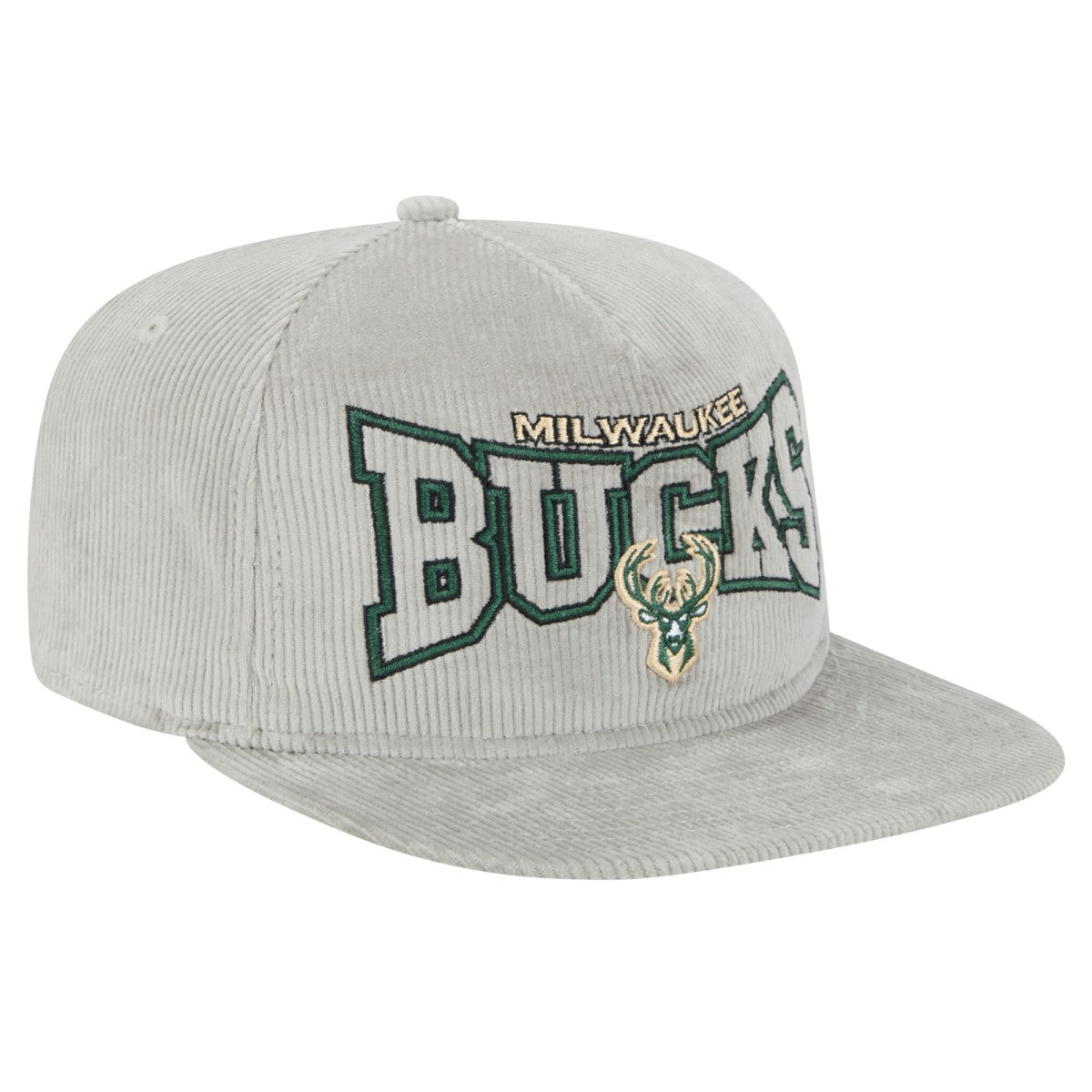 Milwaukee Bucks Throwback Corduroy Golfer Snapback Hat - Gray | New Era outlet