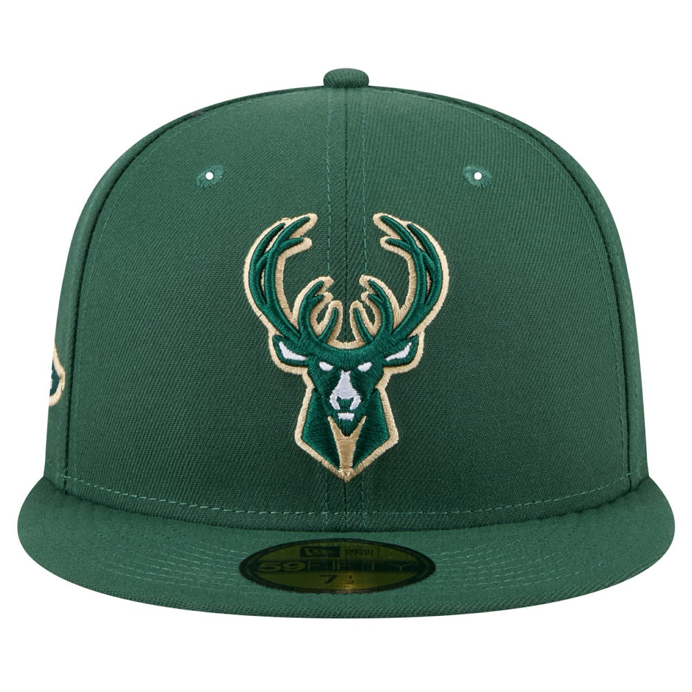 Milwaukee Bucks Throwback Pennant 59FIFTY Fitted Hat - Hunter Green | New Era shop