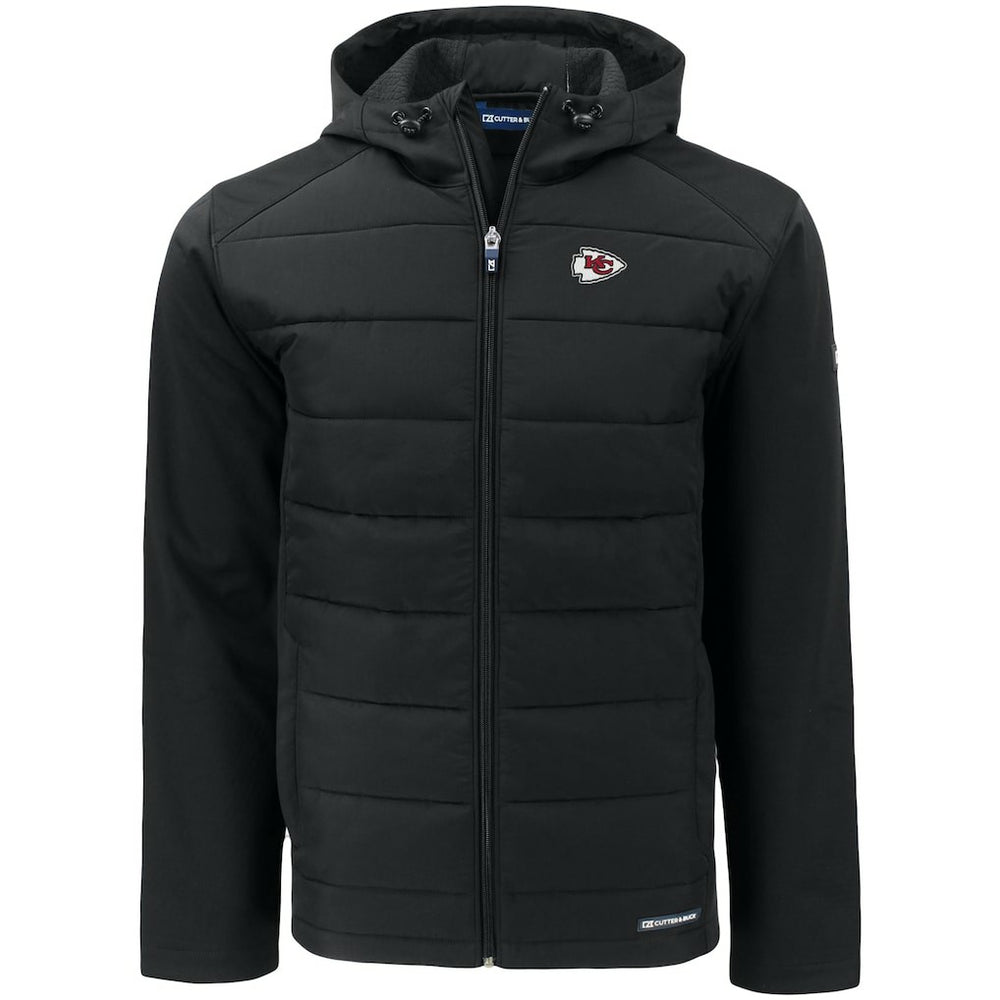 NFL Kansas City Chiefs Cutter & Buck Big & Tall Evoke Hybrid Eco Softshell Recycled Full-Zip Hooded Jacket
