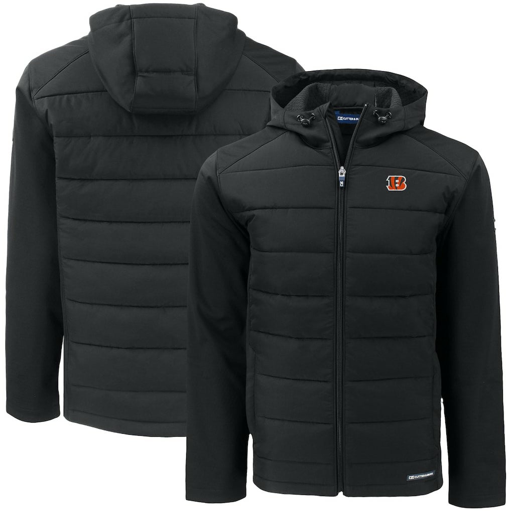 NFL Cincinnati Bengals Cutter & Buck Big & Tall Evoke Hybrid Eco Softshell Recycled Full-Zip Hooded Jacket
