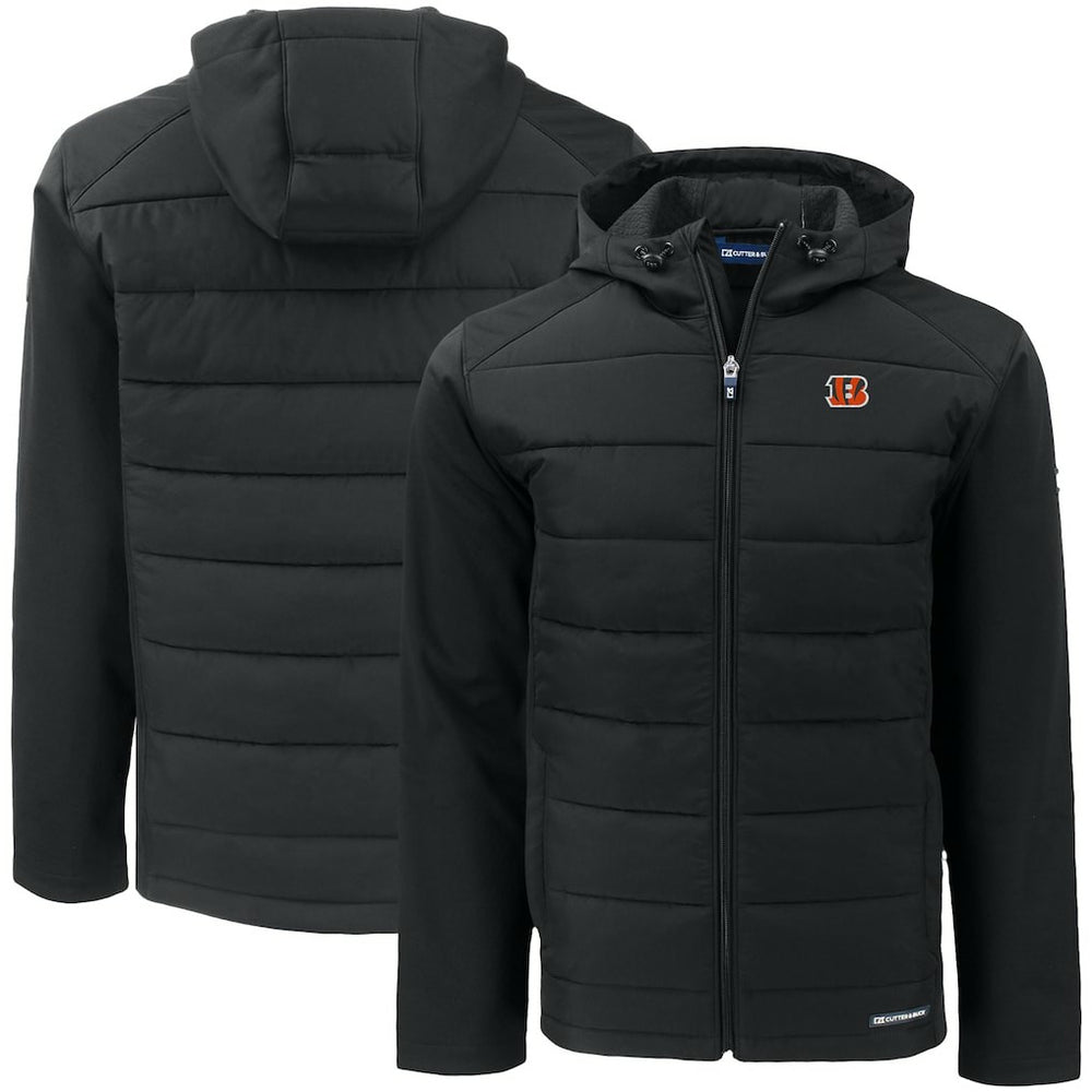 NFL Cincinnati Bengals Cutter & Buck Big & Tall Evoke Hybrid Eco Softshell Recycled Full-Zip Hooded Jacket