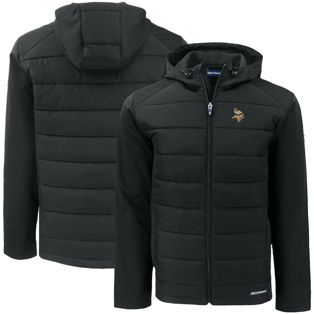 NFL Minnesota Vikings Cutter & Buck Big & Tall Evoke Hybrid Eco Softshell Recycled Full-Zip Hooded Jacket