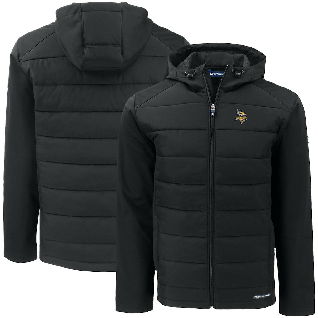 NFL Minnesota Vikings Cutter & Buck Big & Tall Evoke Hybrid Eco Softshell Recycled Full-Zip Hooded Jacket