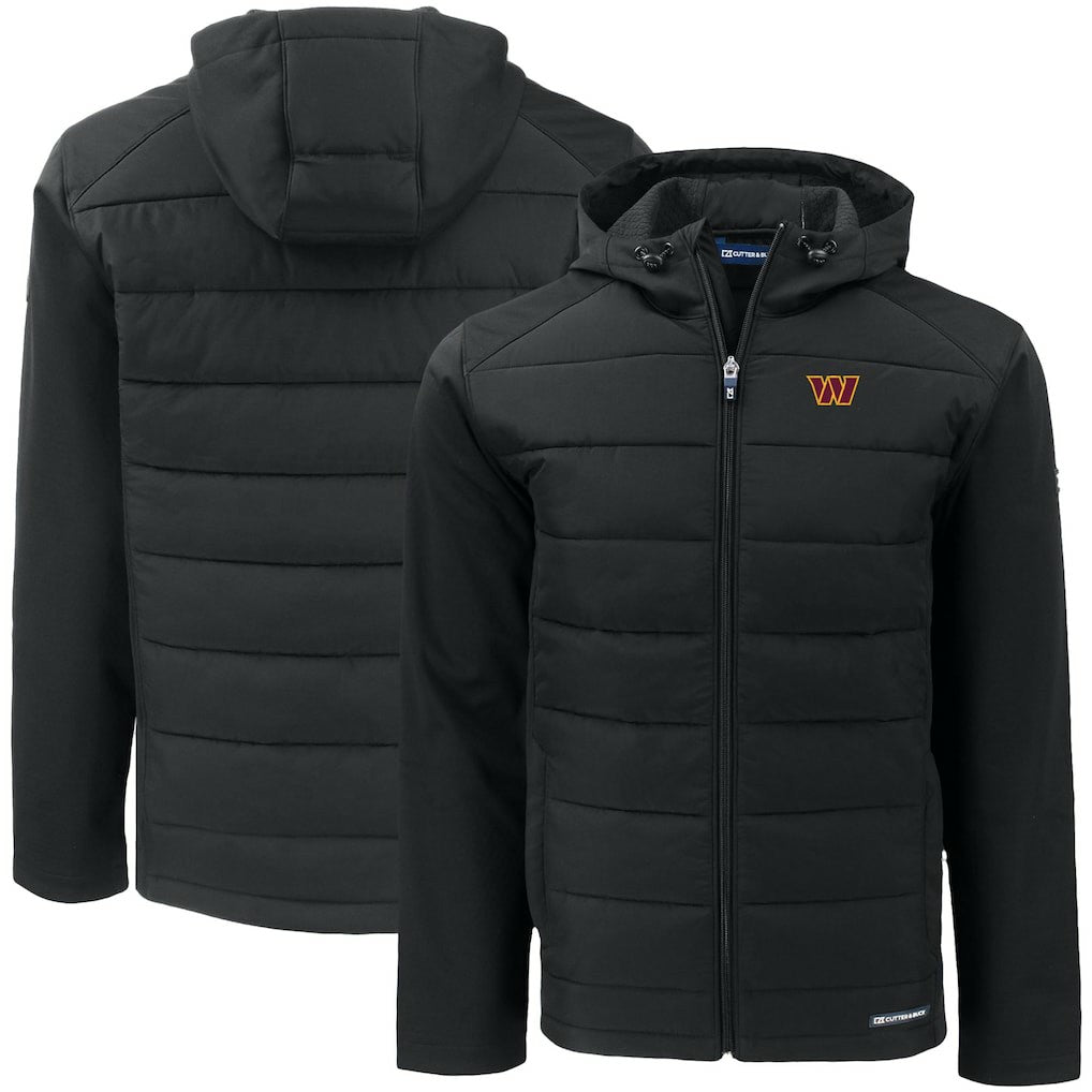 NFL Washington Commanders Cutter & Buck Big & Tall Evoke Hybrid Eco Softshell Recycled Full-Zip Hooded Jacket