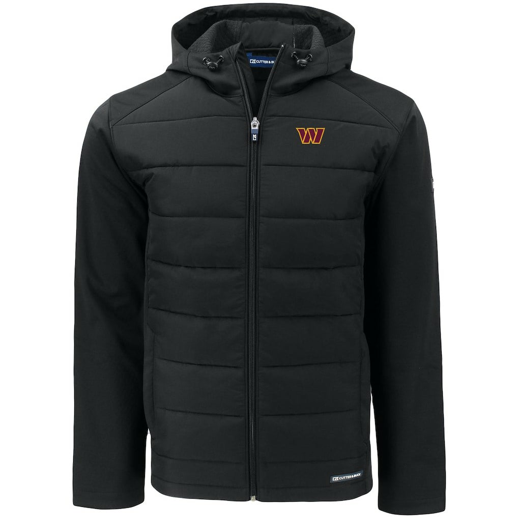NFL Washington Commanders Cutter & Buck Big & Tall Evoke Hybrid Eco Softshell Recycled Full-Zip Hooded Jacket