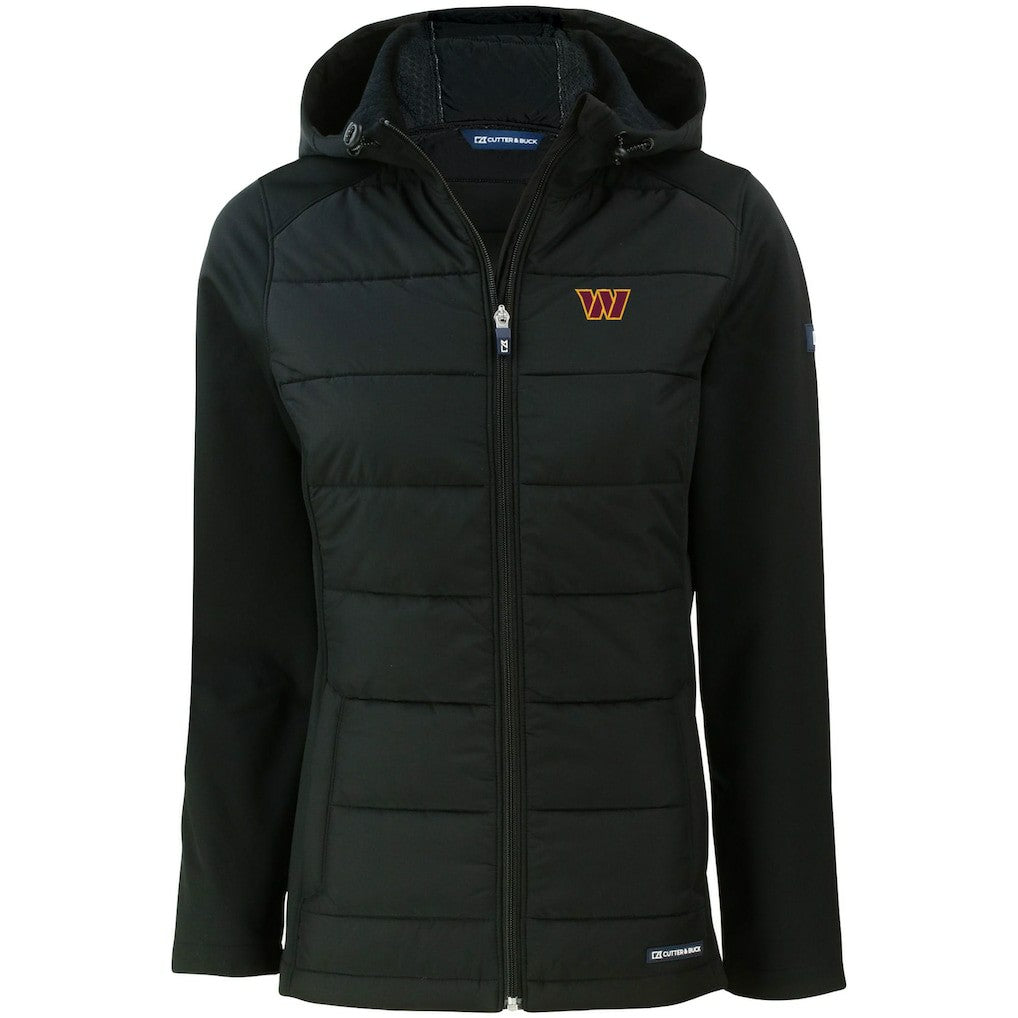 NFL Washington Commanders Cutter & Buck Women's Evoke PrimaLoft Hybrid Eco Softshell Recycled Full-Zip Hooded Jacket