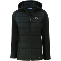 NFL Baltimore Ravens Cutter & Buck Women's Evoke PrimaLoft Hybrid Eco Softshell Recycled Full-Zip Hooded Jacket