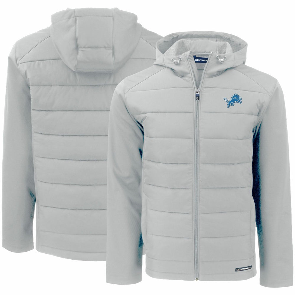 NFL Detroit Lions Cutter & Buck Evoke PrimaLoft Hybrid Eco Softshell Recycled Full-Zip Hooded Jacket