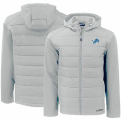 NFL Detroit Lions Cutter & Buck Evoke PrimaLoft Hybrid Eco Softshell Recycled Full-Zip Hooded Jacket