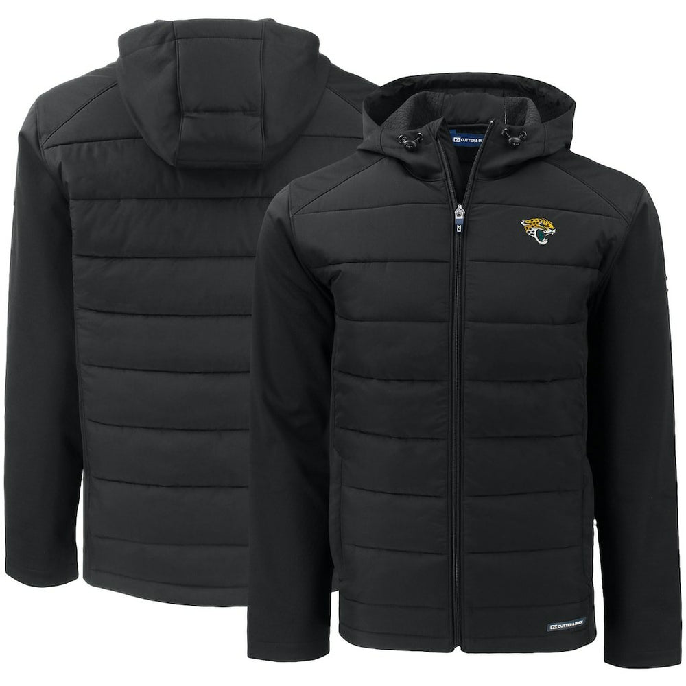 NFL Jacksonville Jaguars Cutter & Buck Evoke PrimaLoft Hybrid Eco Softshell Recycled Full-Zip Hooded Jacket