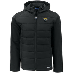 NFL Jacksonville Jaguars Cutter & Buck Evoke PrimaLoft Hybrid Eco Softshell Recycled Full-Zip Hooded Jacket