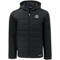 NFL Miami Dolphins Cutter & Buck Evoke PrimaLoft Hybrid Eco Softshell Recycled Full-Zip Hooded Jacket