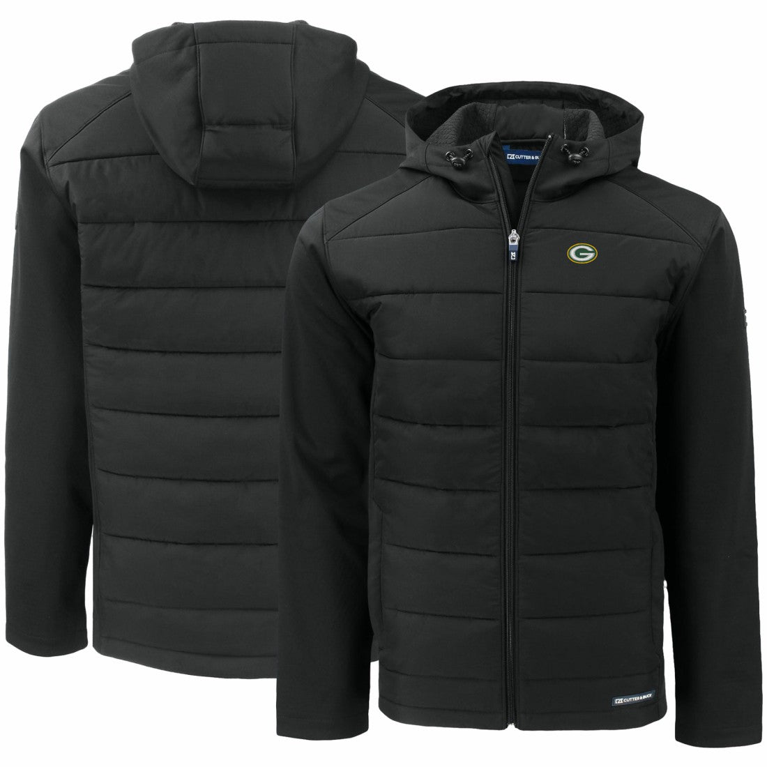 NFL Green Bay Packers Cutter & Buck Evoke PrimaLoft Hybrid Eco Softshell Recycled Full-Zip Hooded Jacket