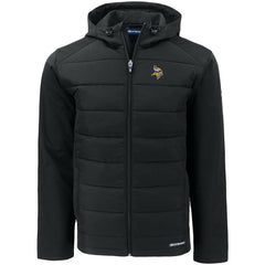 NFL Minnesota Vikings Cutter & Buck Evoke PrimaLoft Hybrid Eco Softshell Recycled Full-Zip Hooded Jacket