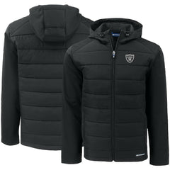 NFL Las Vegas Raiders Cutter & Buck Evoke PrimaLoft Hybrid Eco Softshell Recycled Full-Zip Hooded Jacket