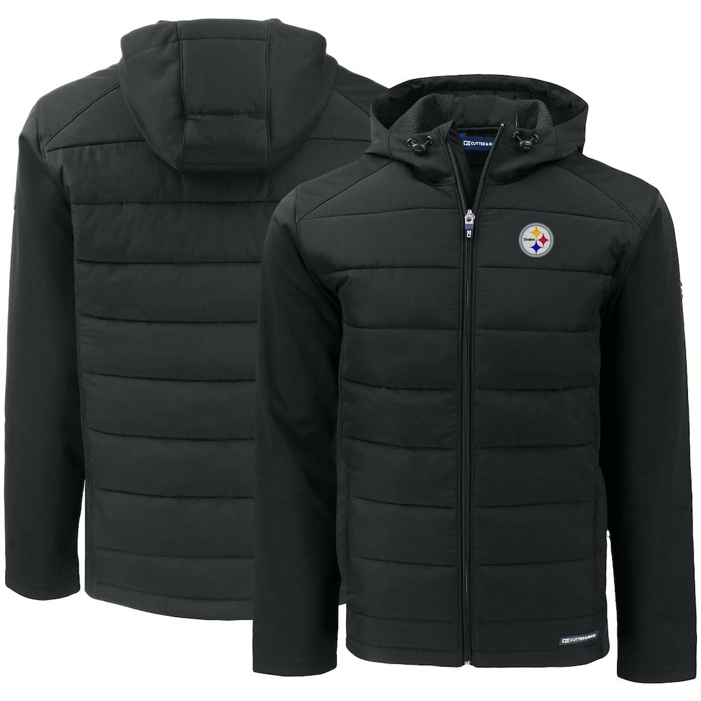 NFL Pittsburgh Steelers Cutter & Buck Evoke PrimaLoft Hybrid Eco Softshell Recycled Full-Zip Hooded Jacket