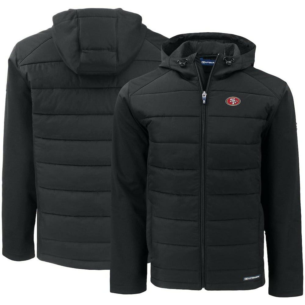 NFL San Francisco 49ers Cutter & Buck Evoke PrimaLoft Hybrid Eco Softshell Recycled Full-Zip Hooded Jacket