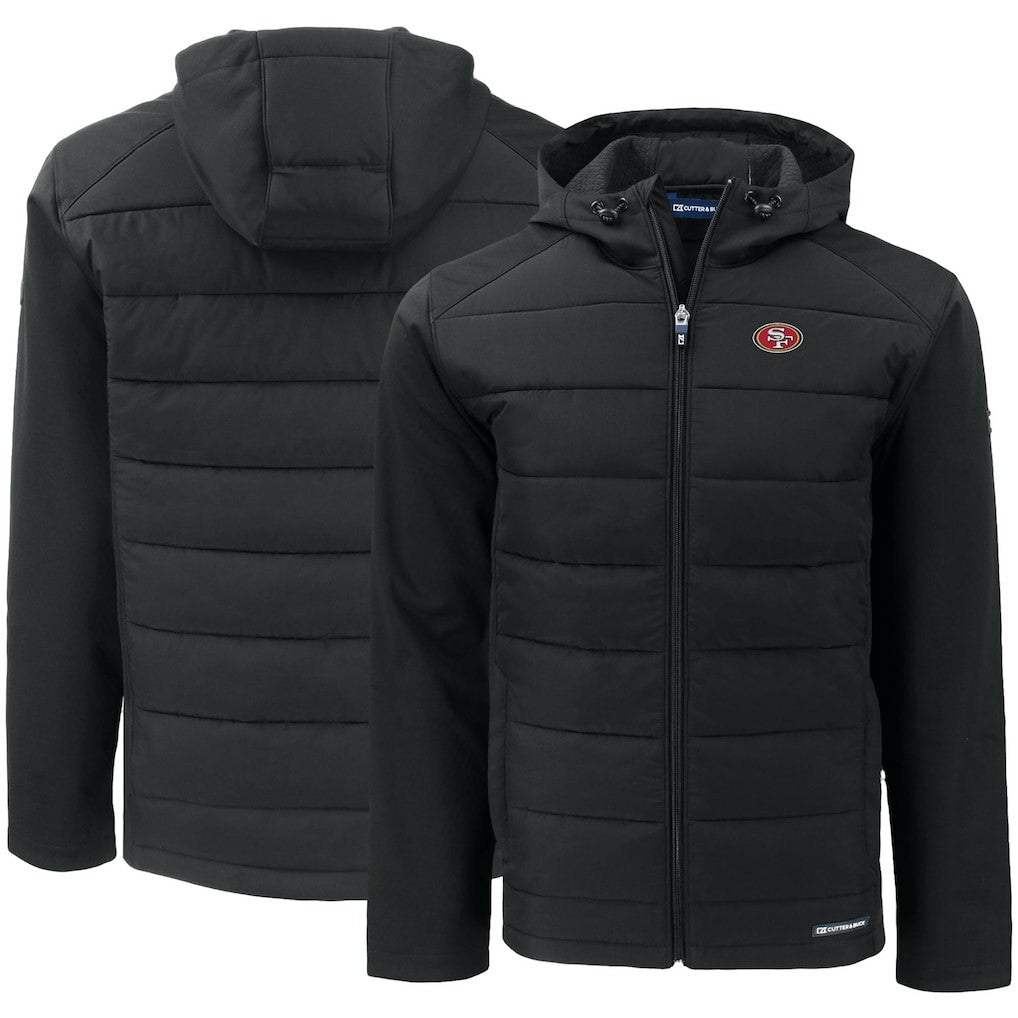 NFL San Francisco 49ers Cutter & Buck Evoke PrimaLoft Hybrid Eco Softshell Recycled Full-Zip Hooded Jacket