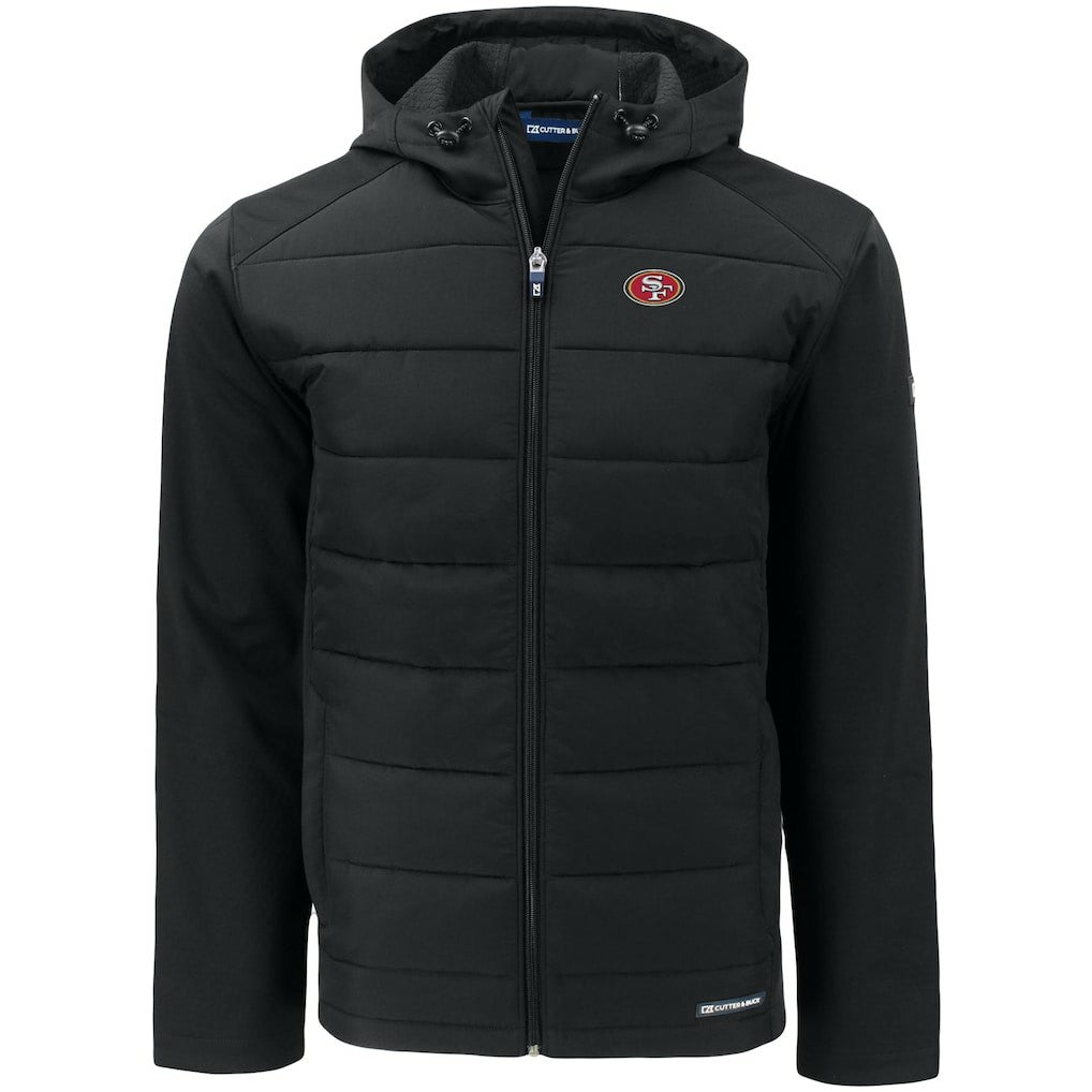 NFL San Francisco 49ers Cutter & Buck Evoke PrimaLoft Hybrid Eco Softshell Recycled Full-Zip Hooded Jacket
