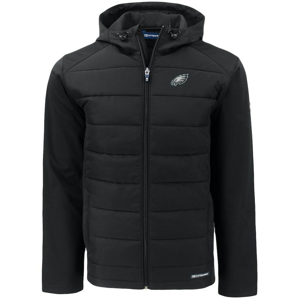 NFL Philadelphia Eagles Cutter & Buck Evoke PrimaLoft Hybrid Eco Softshell Recycled Full-Zip Hooded Jacket