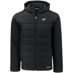 NFL Philadelphia Eagles Cutter & Buck Evoke PrimaLoft Hybrid Eco Softshell Recycled Full-Zip Hooded Jacket