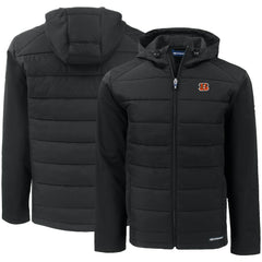NFL Cincinnati Bengals Cutter & Buck Evoke PrimaLoft Hybrid Eco Softshell Recycled Full-Zip Hooded Jacket