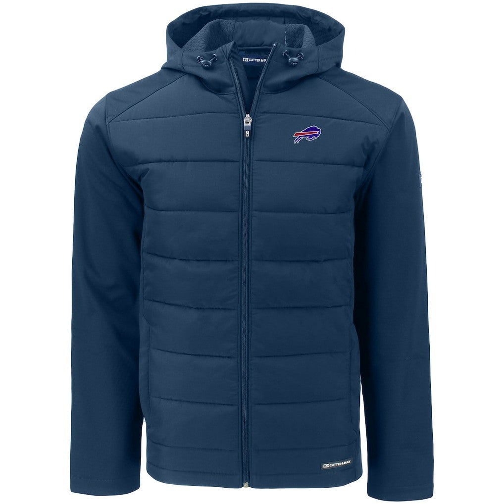 NFL Buffalo Bills Cutter & Buck Evoke PrimaLoft Hybrid Eco Softshell Recycled Full-Zip Hooded Jacket