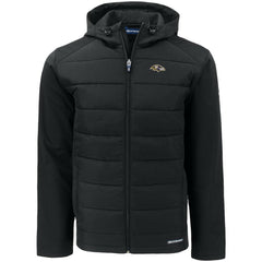 NFL Baltimore Ravens Cutter & Buck Evoke PrimaLoft Hybrid Eco Softshell Recycled Full-Zip Hooded Jacket