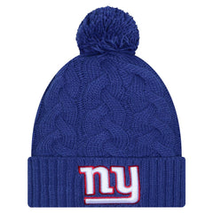 NFL New York Giants Girls Youth Cabled Cuffed Knit Hat with Pom