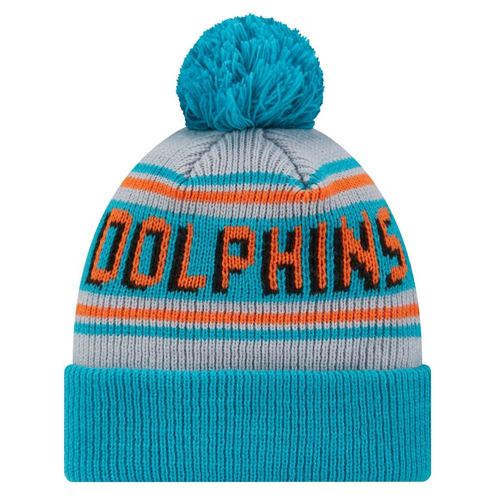 NFL Miami Dolphins Youth Main Cuffed Knit Hat with Pom