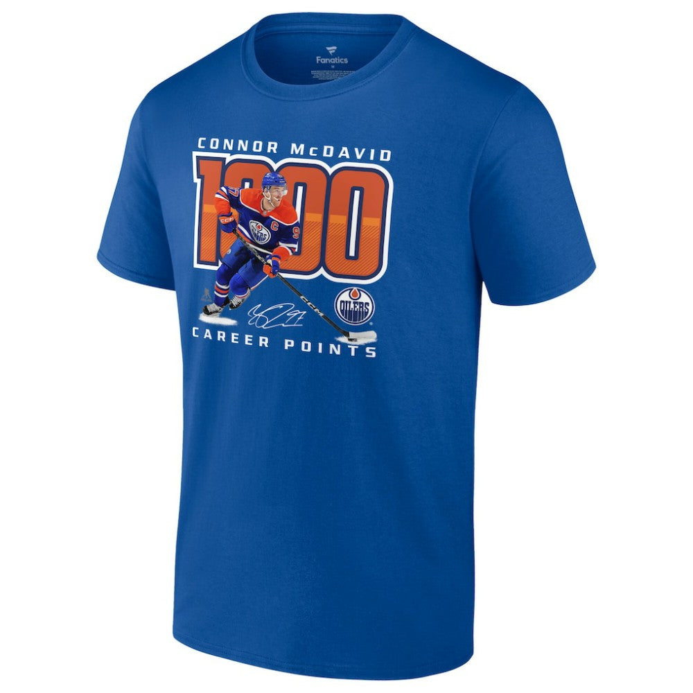 Connor McDavid Edmonton Oilers 1,000 Career Points T-Shirt