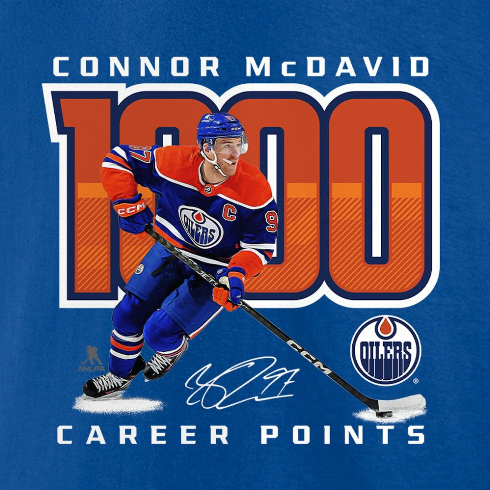 Connor McDavid Edmonton Oilers 1,000 Career Points T-Shirt