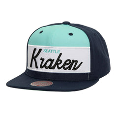 Seattle Kraken Mitchell & Ness Retro Script Colorblock Snapback Hat