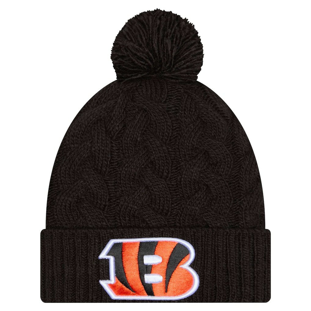 NFL Cincinnati Bengals Women's Cable Cuffed Knit Hat with Pom
