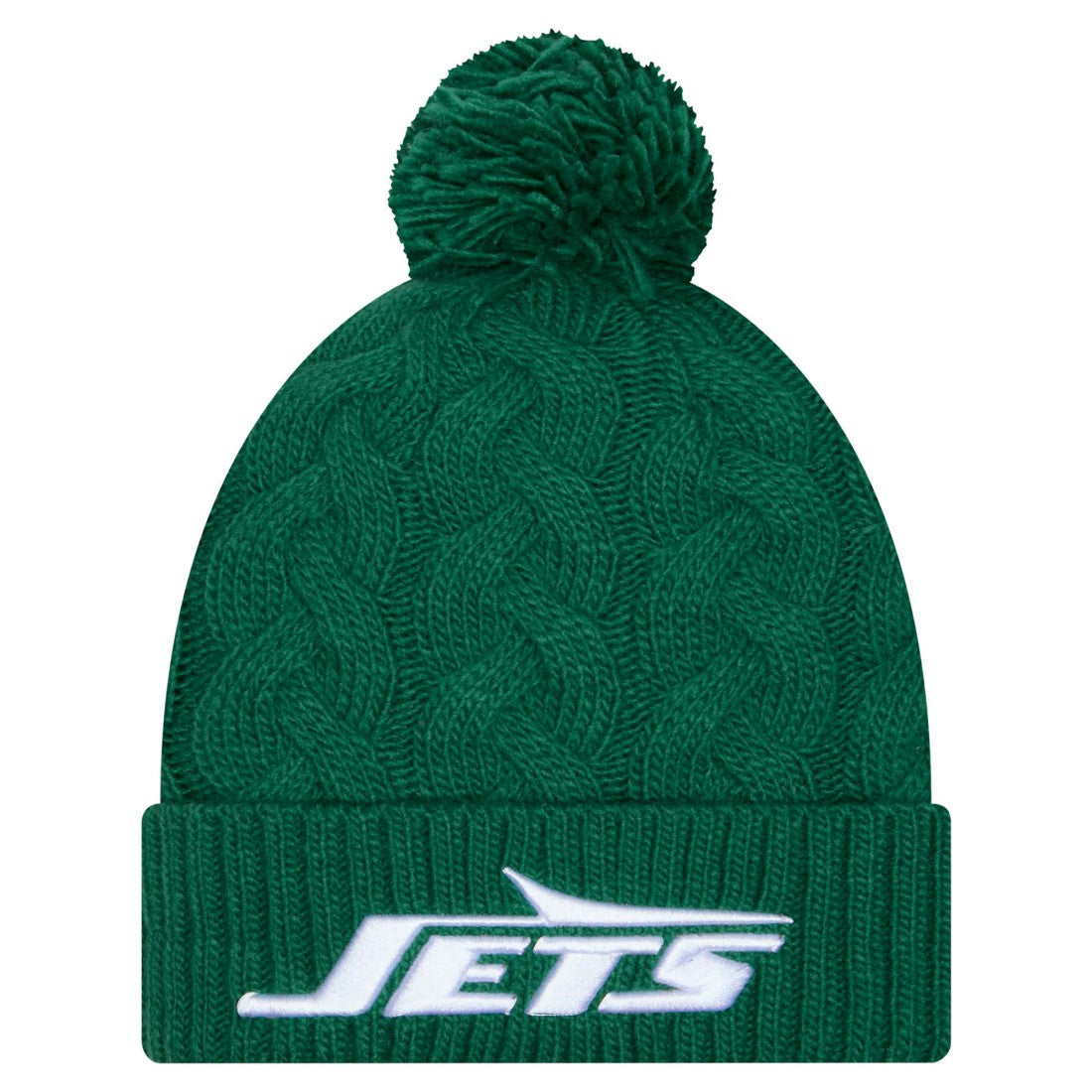 NFL New York Jets Women's Cable Cuffed Knit Hat with Pom