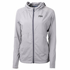 Pittsburgh Pirates Cutter & Buck Women's City Connect Adapt Eco Knit Hybrid Recycled Full-Zip Hooded Jacket - Gray