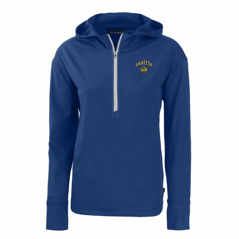 Seattle Mariners Cutter & Buck Women's City Connect Daybreak Eco Recycled Half-Zip Hoodie - Blue