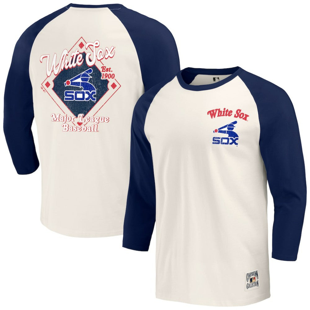 Chicago White Sox Darius Rucker Collection Cooperstown Collection Raglan 3/4-Sleeve T-Shirt - Navy/White