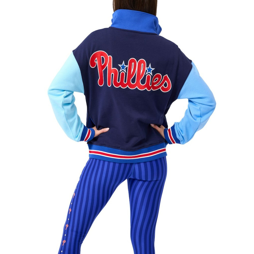 Philadelphia Phillies Terez Women's Classic Colorblock Quarter-Zip Sweatshirt - Navy/Blue