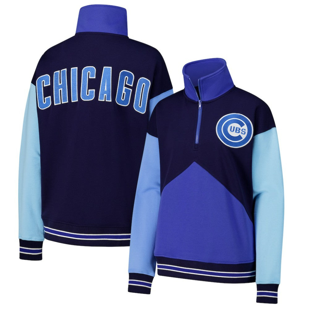 Chicago Cubs Terez Women's Classic Colorblock Quarter-Zip Sweatshirt - Navy/Blue