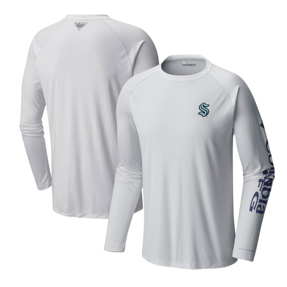 Seattle Kraken Columbia Terminal Tackle Omni-Shade Raglan Long Sleeve T-Shirt