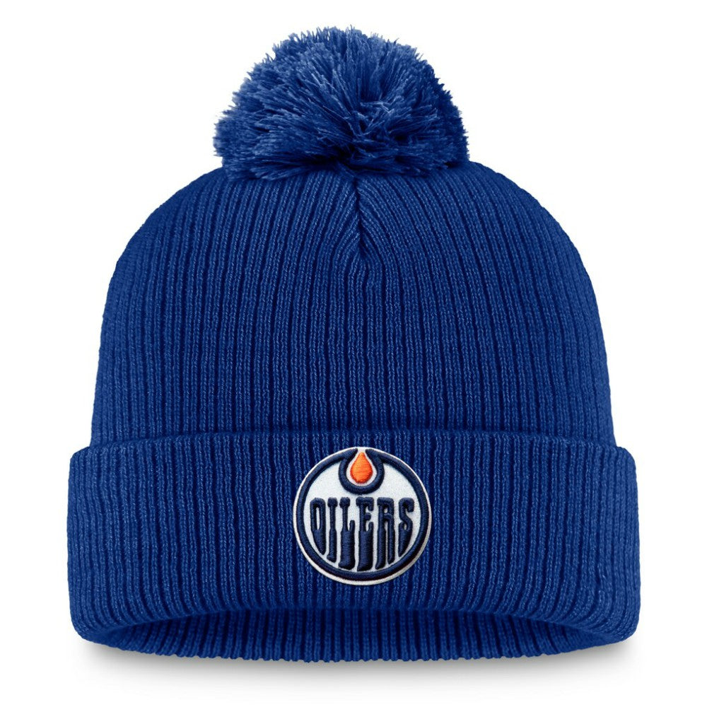 Edmonton Oilers Fanatics Primary Logo Cuffed Knit Hat with Pom