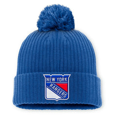 New York Rangers Fanatics Primary Logo Cuffed Knit Hat with Pom