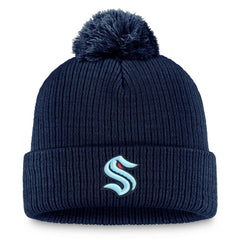 Seattle Kraken Fanatics Primary Logo Cuffed Knit Hat with Pom